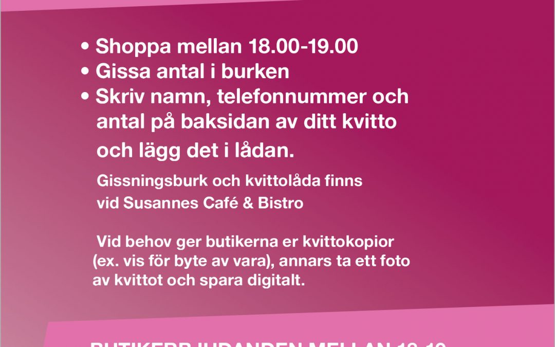 Tjejkväll och kvittotävling på torsdag 30 augusti