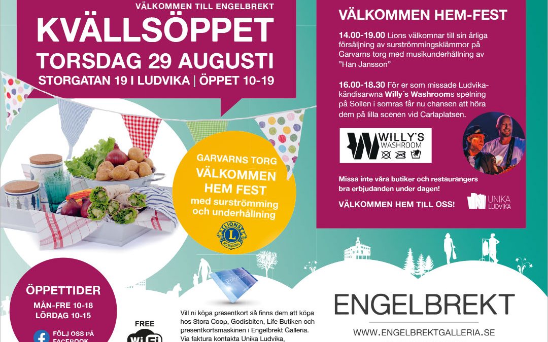 Kvällsöppet torsdag 29 augusti